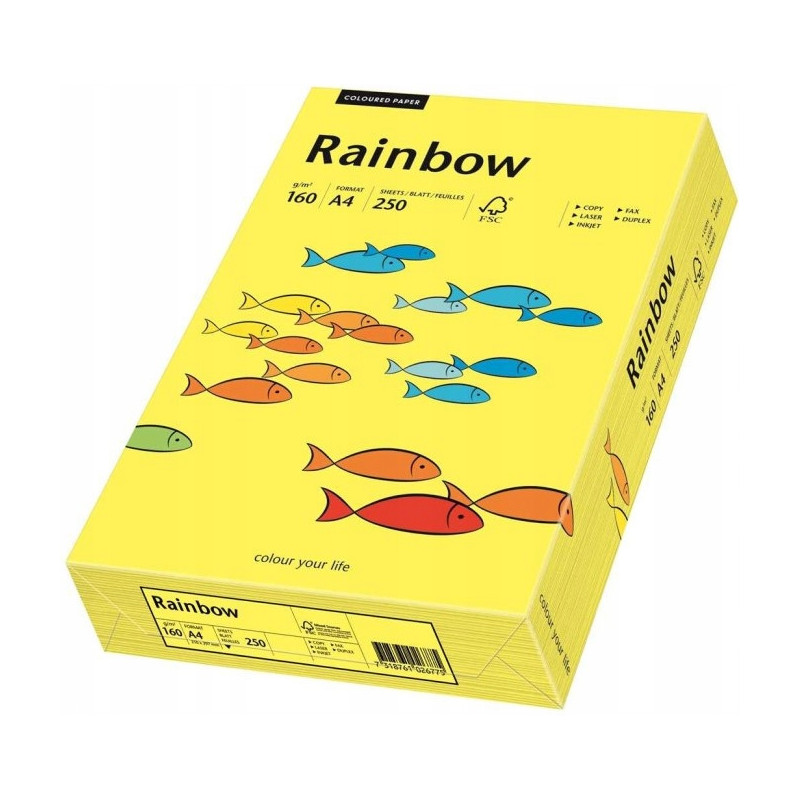 Papier ksero kolorowy A4 160g RAINBOW R14 żółty/ słoneczny 88042327