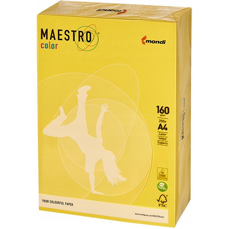 Papier ksero A4 160g MAESTRO COLOR CY39 intensywny kanarkowy 250a
