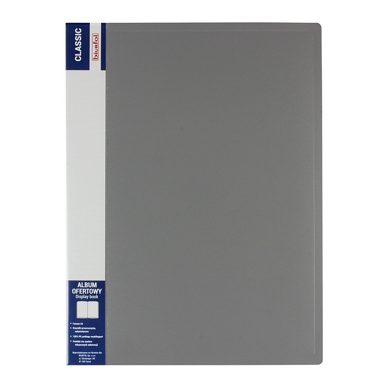 Album ofertowy na dokumenty 30 kieszeni CLASSIC szary AOF-03-07 BIURFOL