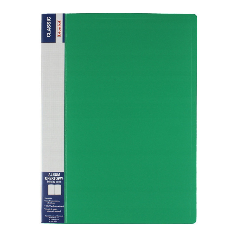 Album ofertowy na dokumenty 10 kieszeni CLASSIC zielony AOF-01-02 BIURFOL