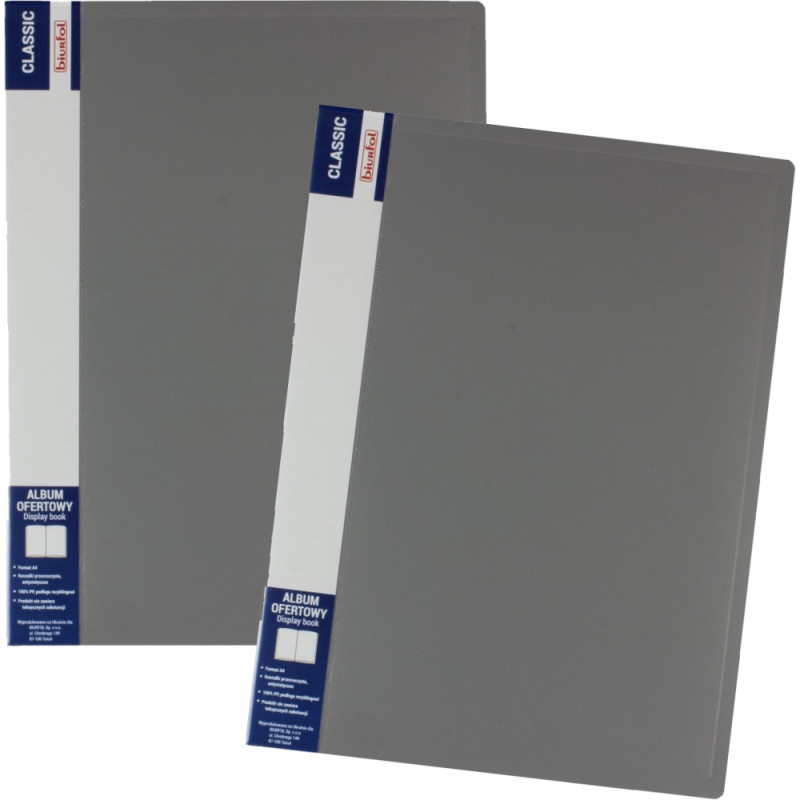 Album ofertowy na dokumenty 60 kieszeni CLASSIC szary AOF-06-07 BIURFOL