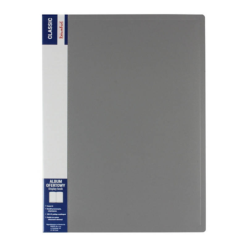 Album ofertowy na dokumenty 10 kieszeni CLASSIC szary AOF-01-07 BIURFOL