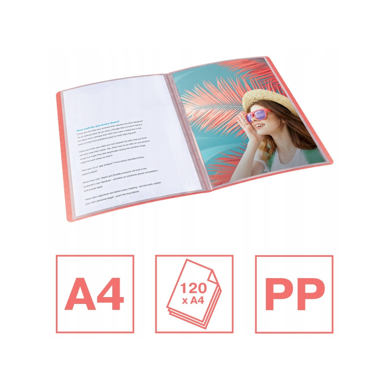 Album ofertowy Esselte Colour`Breeze z 60 koszulkami koralowy 628443