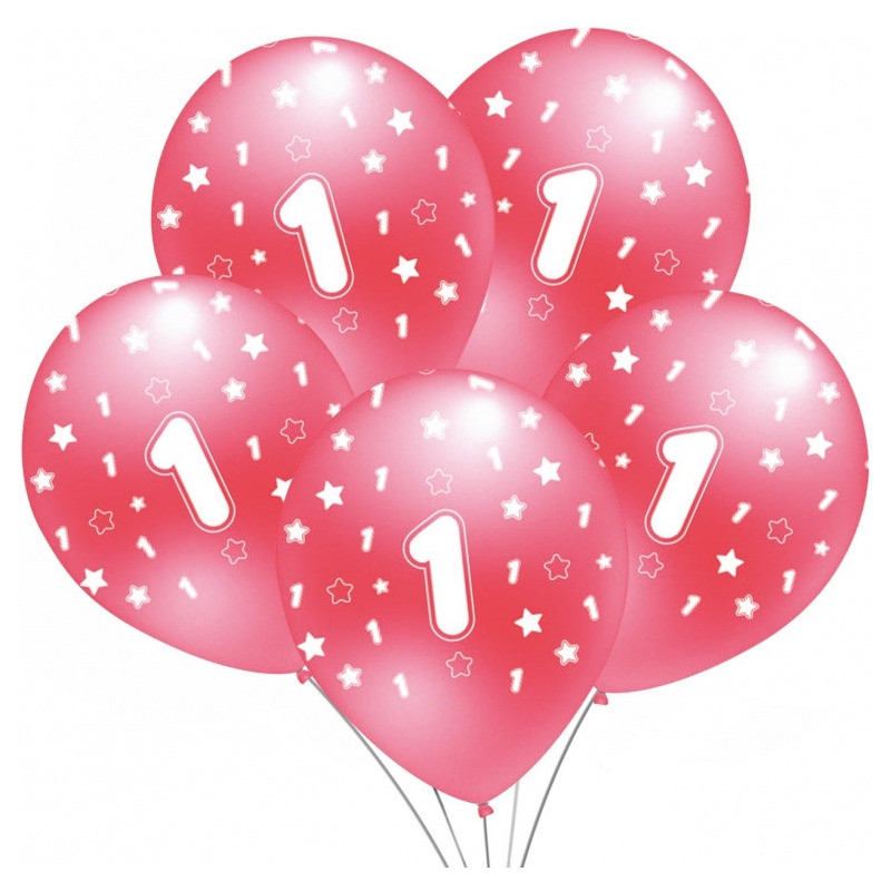 Balon różowy metalik nadruk 1 5szt. B149 GO PARTY