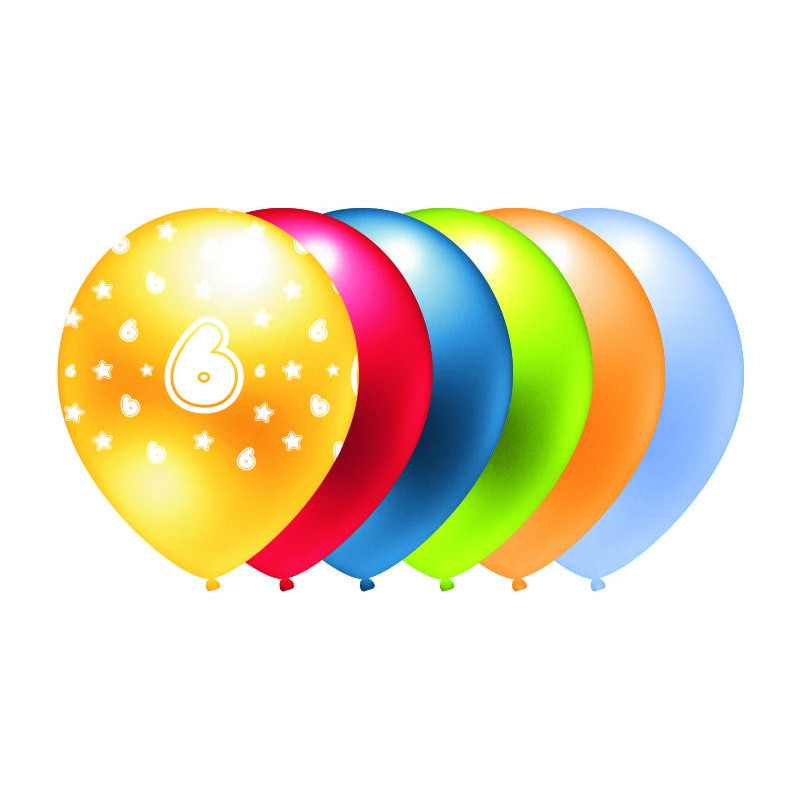 Balon metalik nadruk 6 mix kolor 5szt. B200 GO PARTY