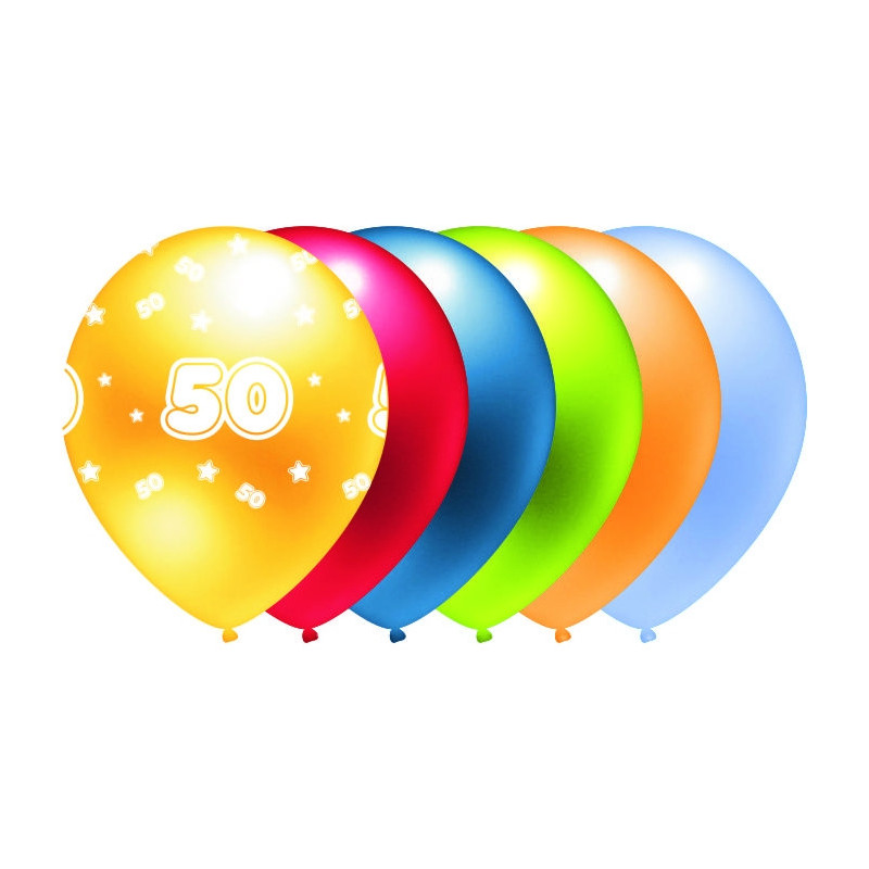 Balon metalik nadruk 50 mix kolorów 5szt. B293 GO PARTY