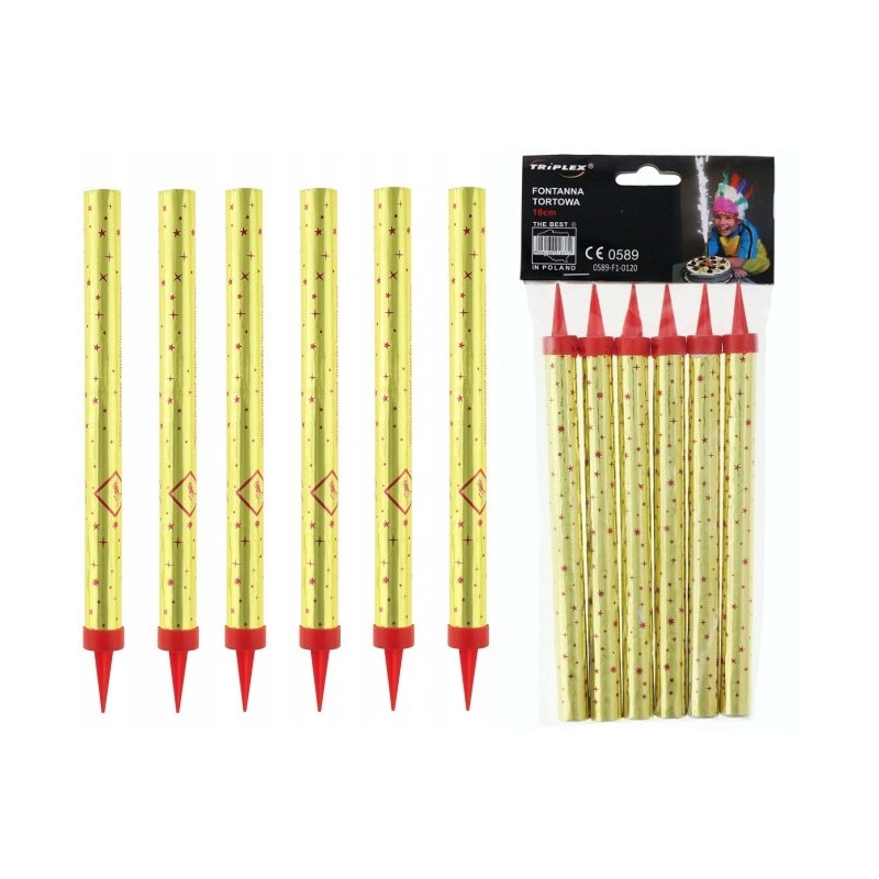 Fontanna tortowa złota 18cm, 6 szt na blistrze TXF-637 ALIGA