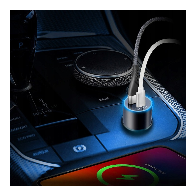 Ładowarka samochodowa 1xUSB-A 3.0 + 1xUSB-C 36W (CC-20Q) EVERACTIVE