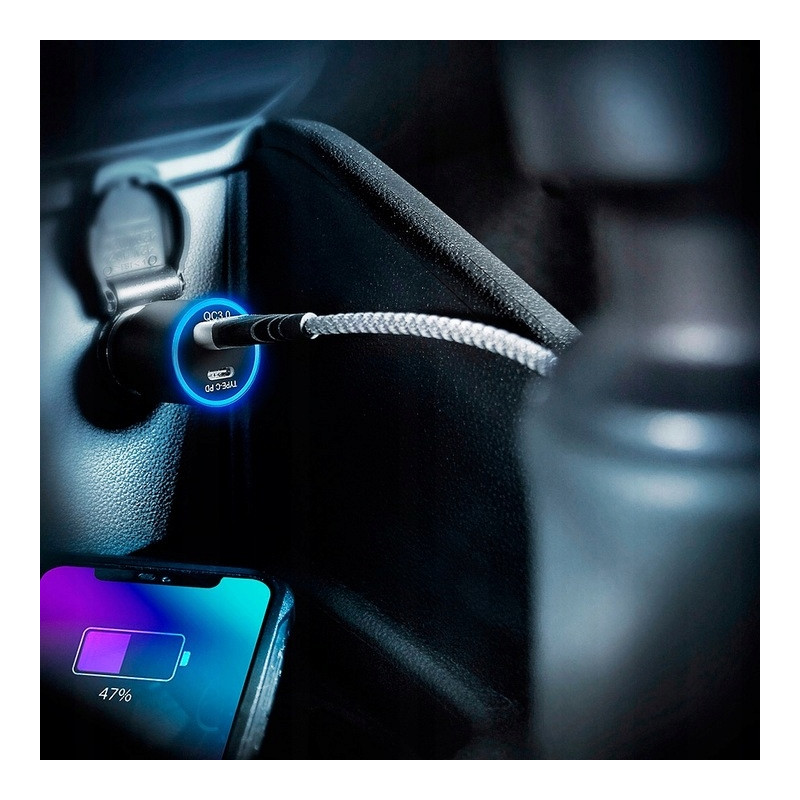 Ładowarka samochodowa 1xUSB-A 3.0 + 1xUSB-C 36W (CC-20Q) EVERACTIVE