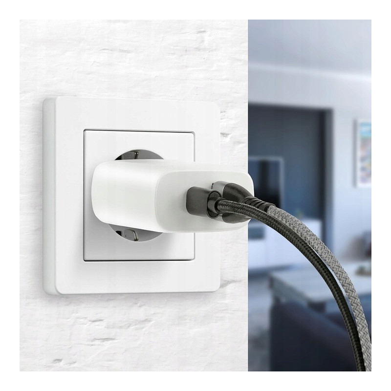 Ładowarka sieciowa 230V EVERACTIVE SC-370Q 1xUSB-C + 1xUSB 3A 25W biała