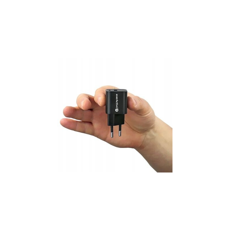 Ładowarka sieciowa 230V EVERACTIVE SC-390QB 1xUSB-C + 1xUSB 3A czarna