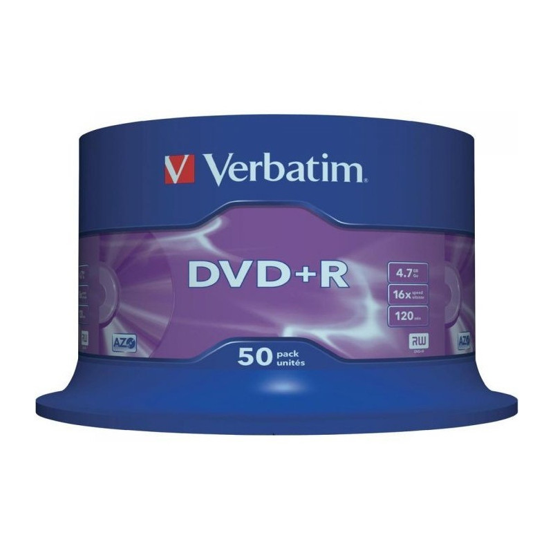 Płyta DVD+R 4,7GB VERBATIM cake (50szt) 16x Matt Silver 43550