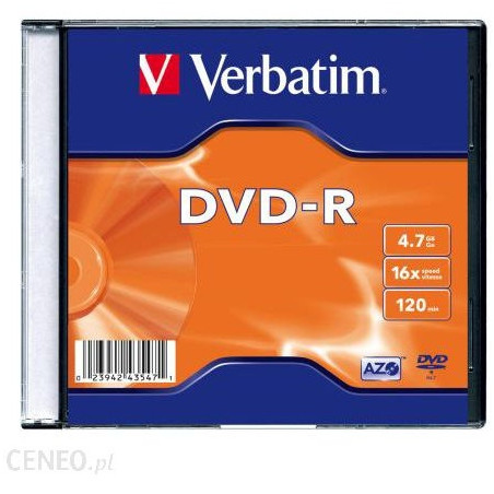 Płyta DVD-R 4,7GB VERBATIM slim 16x Matt Silver 43547