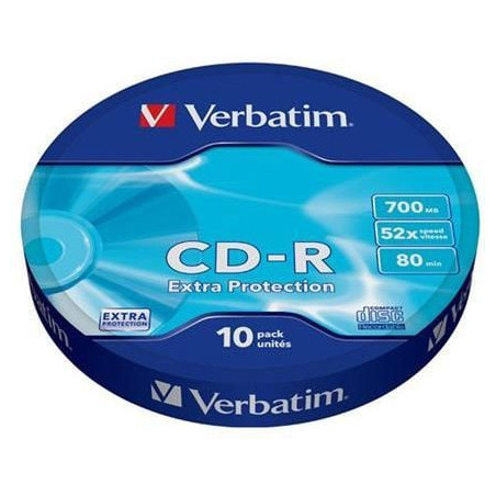 Płyta CD-R 700MB VERBATIM 52x wrap (10) extra protection 43725
