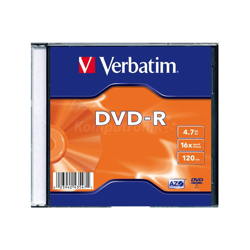 Płyta DVD-R 4,7GB VERBATIM slim kolor Matt Silver 43557