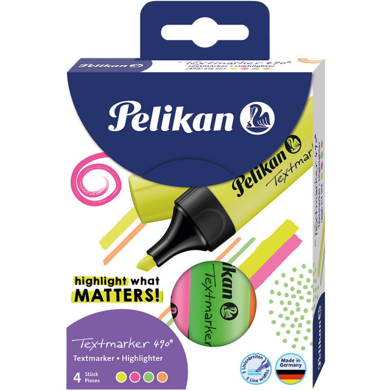 Zakreślacz TEXTMARKER 490 mix 4 kolory 400140874 PELIKAN